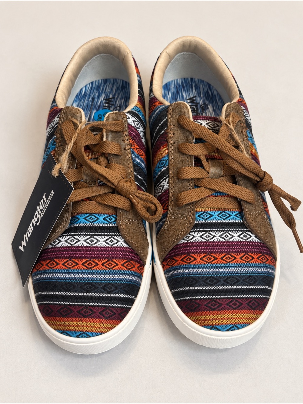 Wrangler Women’s Multicolor Aztec Canvas Sneakers with Brown Accents
